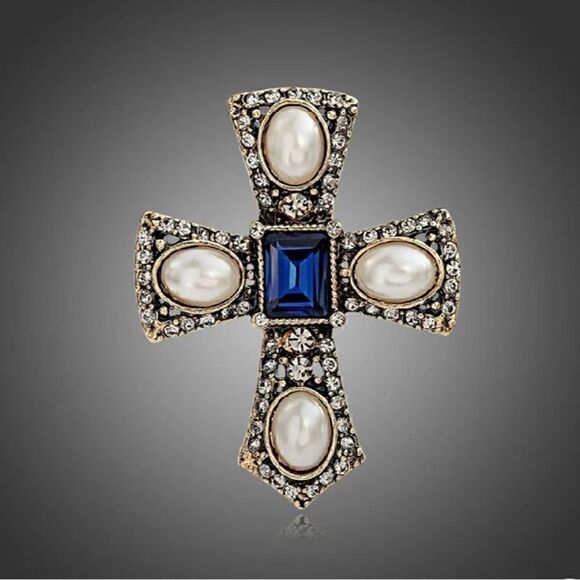 ⭐️ Crystal & pearl brooch/lapel pin ⭐️ - Picture 3 of 4